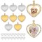 24 Pieces Rhinestone Pendant Trays Set Including 8 Heart Shape Double Sided Blank Pendant Charms with 16 Glass Domes Blank Discs Necklaces Halloween Jewelry Making (Gold, Silver)